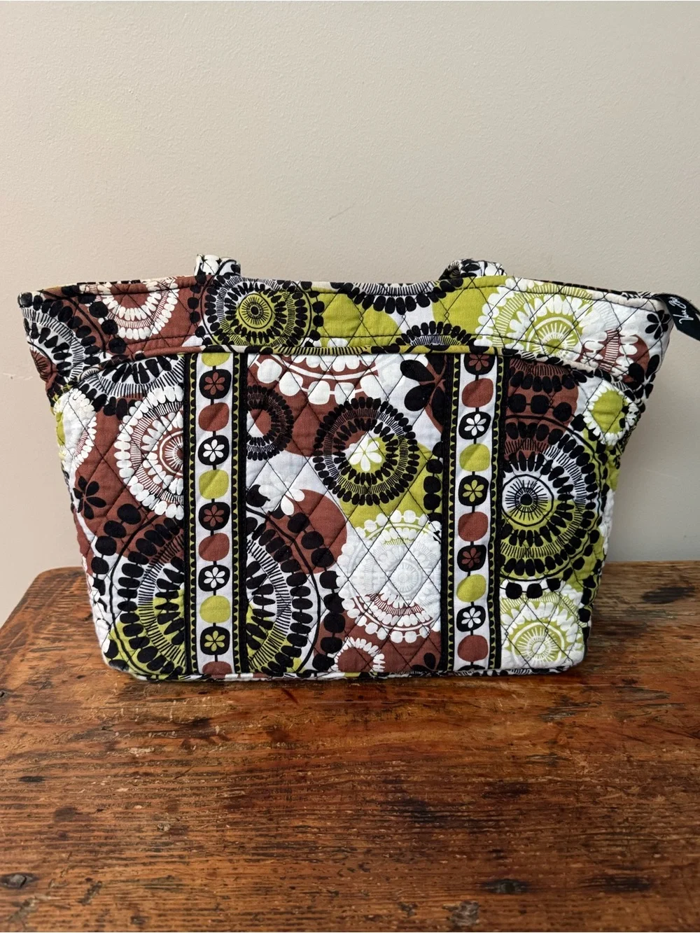 Retired Vera Bradley Villager Tote in “Cocoa Moss”